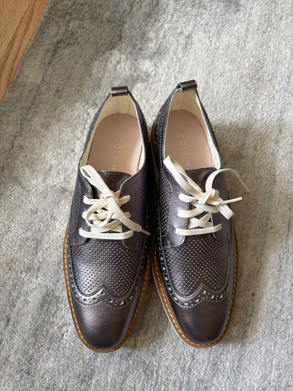 Cole Haan leather Grey Wingtip Lace-Up sneakers
